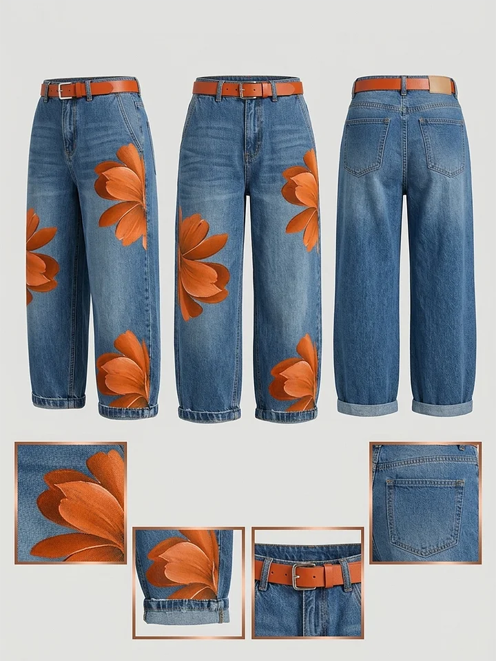 Maud | Long Sleeve Shirt and Floral Jeans