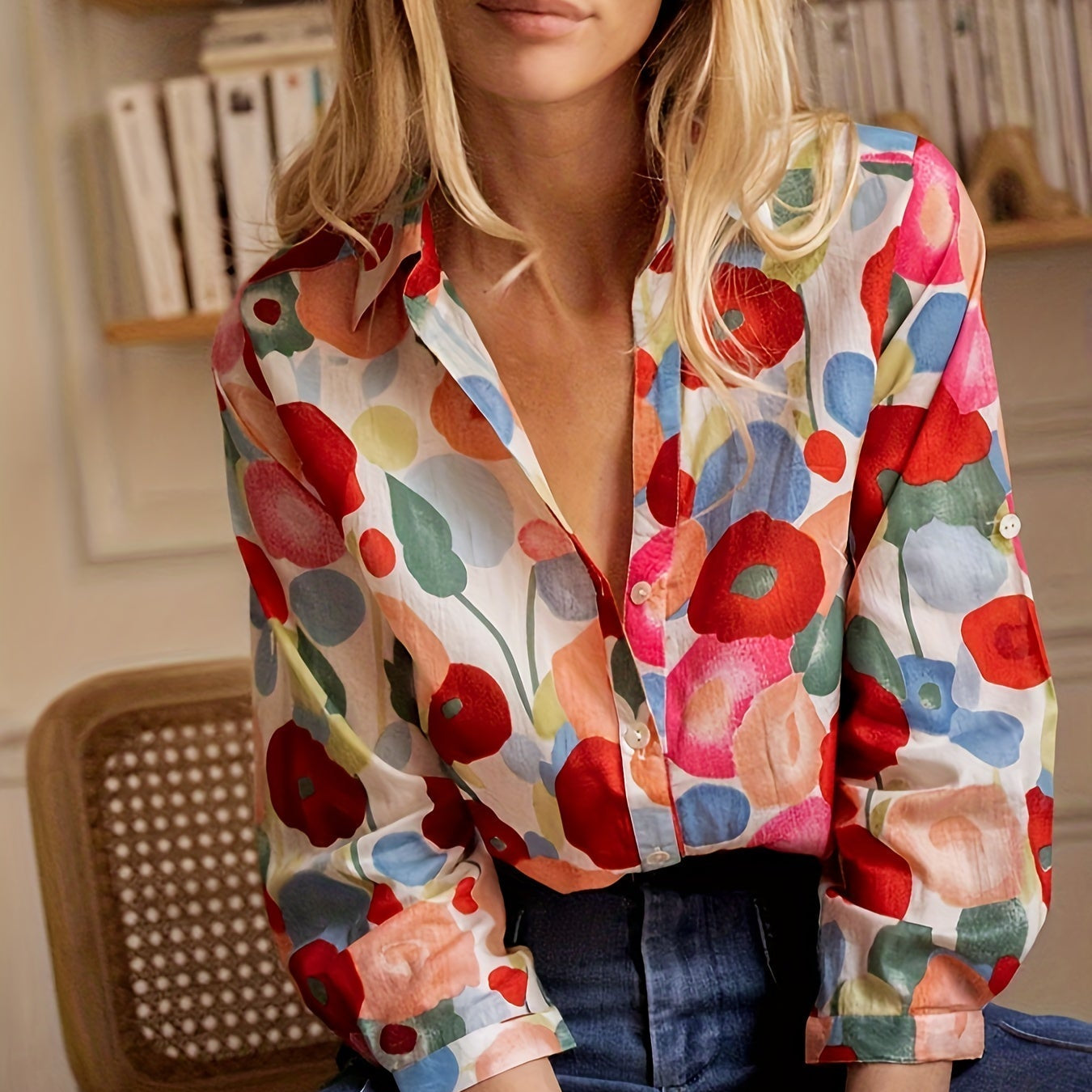 Women's Floral Print Blouse - Stylish Spring Button-Down
