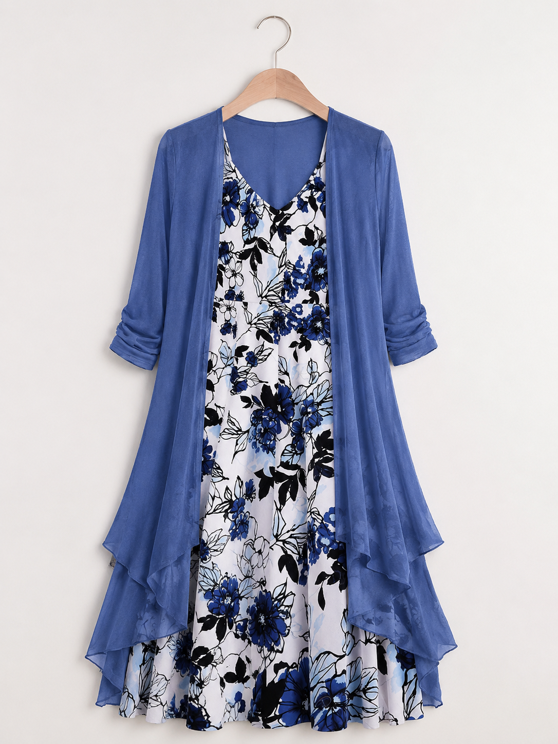 P&C | Women's Casual Floral Maxi Dress Layered with Sheer Cardigan