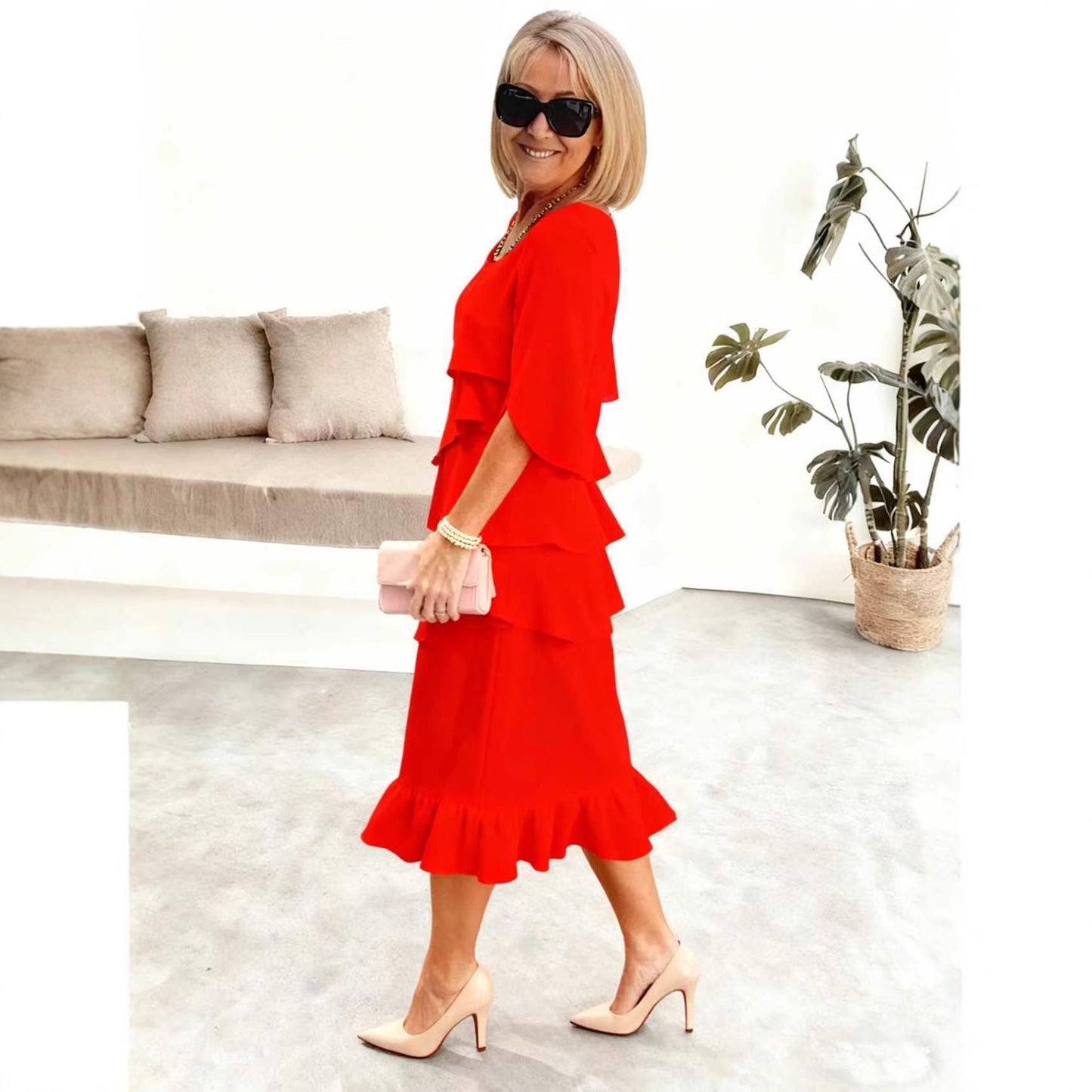 Anna | Elegant Ruffle Midi Dress