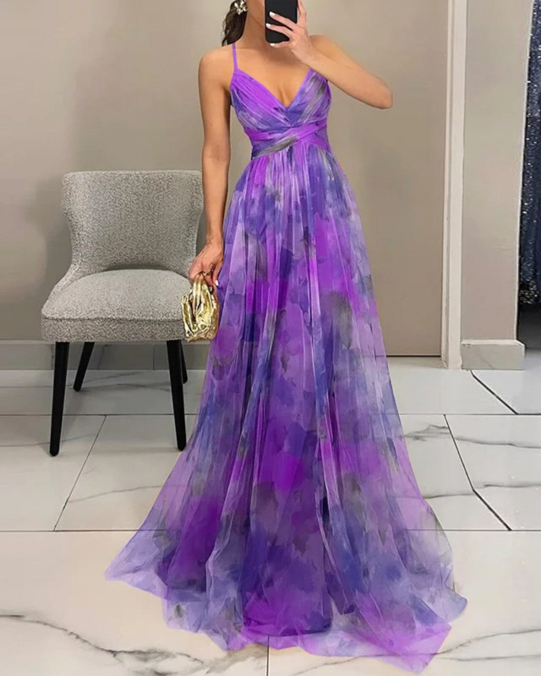 Claudia |™ Enchanting Long Dress with Floral Print