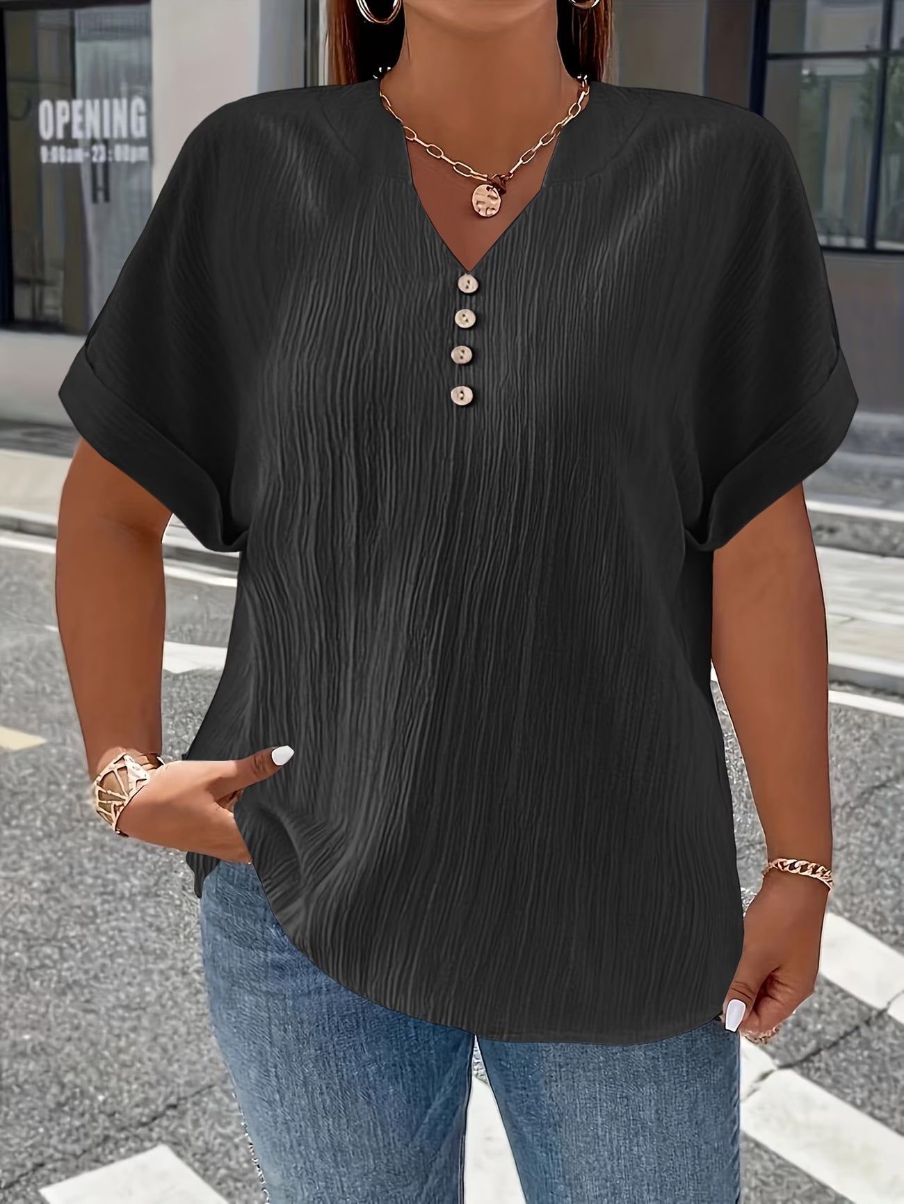 Elara™ | Luxe Pleated V-Neck Blouse