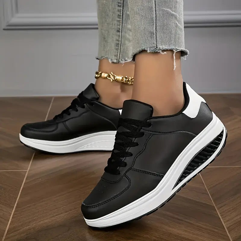 Brelina - Women's Platform Trainers with Laces, Synthetic Leather, Everyday Comfort