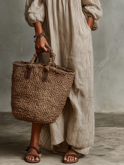 Noelle | Striped Off-Shoulder Maxi Dress