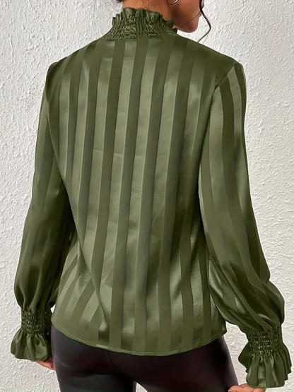 Giselle - Elegant Gathered Blouse with Round Neckline for Women