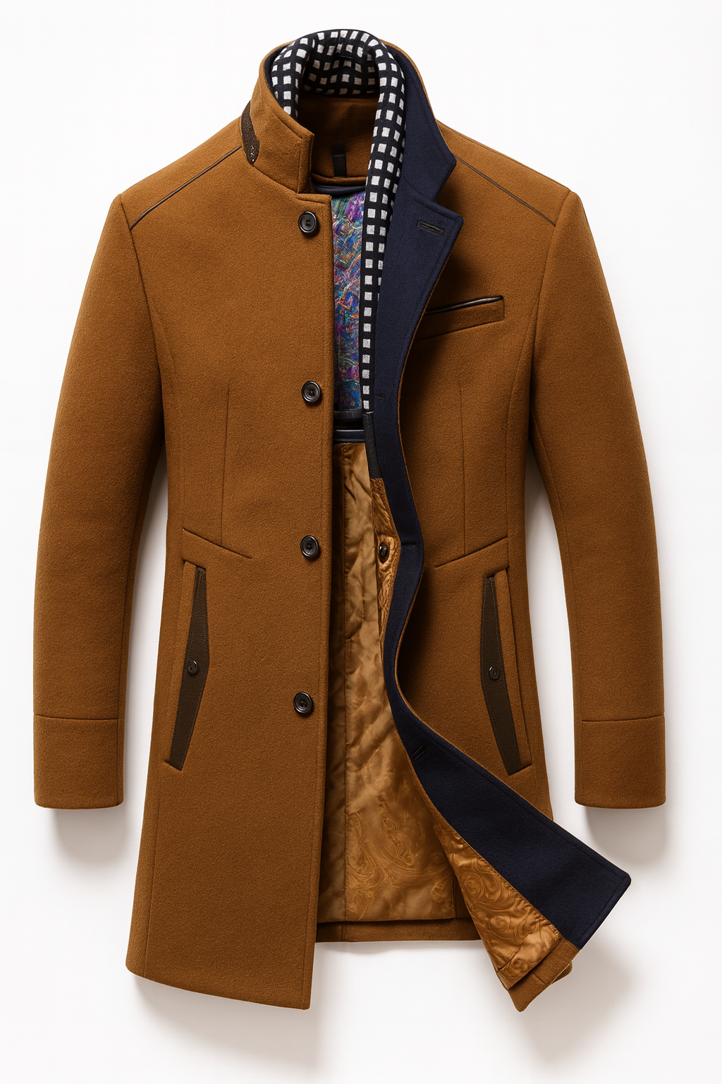 Jonah - Wool Blend Overcoat with Stand Collar