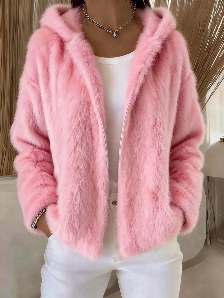Pavirae - Soft Plush Hooded Zip-Up Jacket