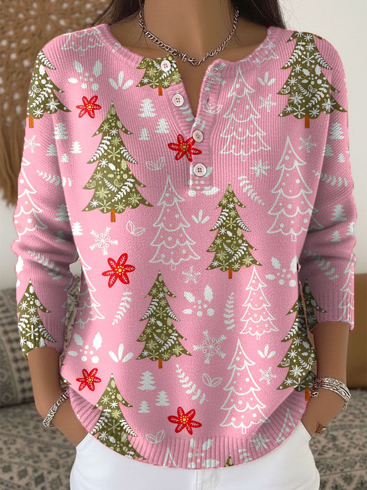 Alexandra - Festive Christmas Sweater With Buttons