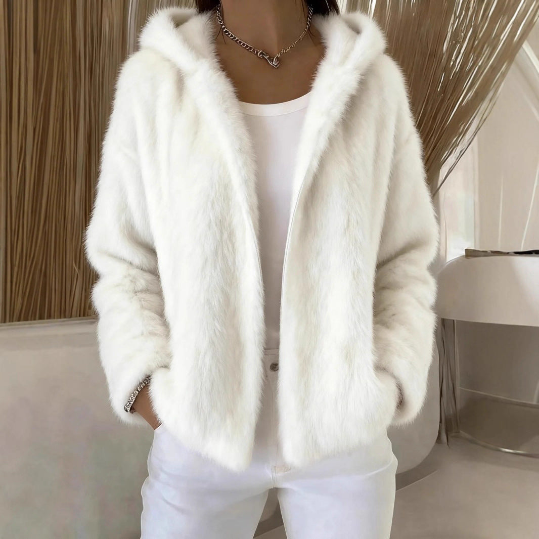 Pavirae - Soft Plush Hooded Zip-Up Jacket