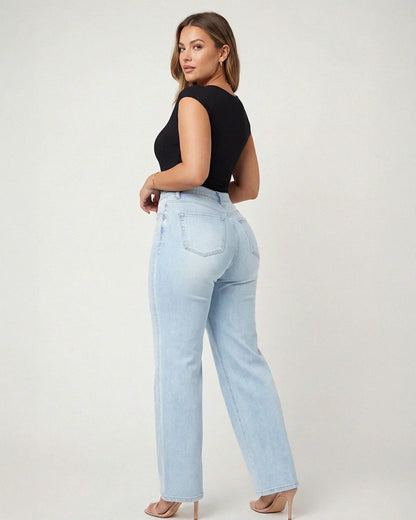 Linnea – Mid Rise BBL Wide Leg Jeans