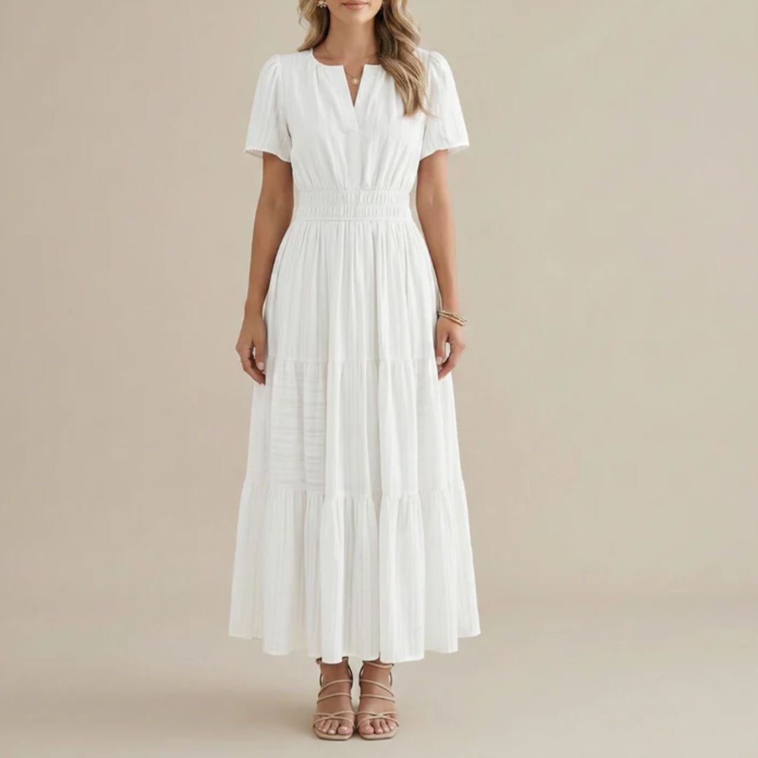 Elara™ | Boho A-Line Maxi Dress with V-Neck & Flowing Fit