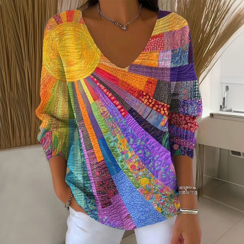 Virtues | Multicolour Vintage V-Neck T-Shirt