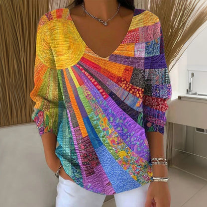Virtues | Multicolour Vintage V-Neck T-Shirt