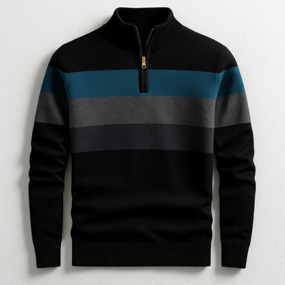 Douglas - Stripe Quarter-Zip Cotton Pullover