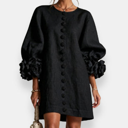 Cecily | Sculpted Floral Button Dress