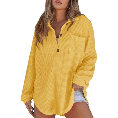 KATHRYN™ – Casual Lightweight Button V Neck Tunic Blouse