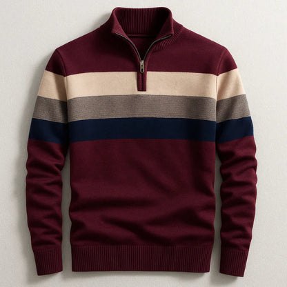 Douglas - Stripe Quarter-Zip Cotton Pullover