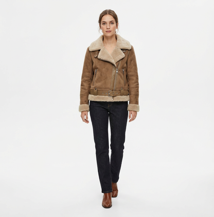 Caroline – Shearling Aviator Suede Jacket