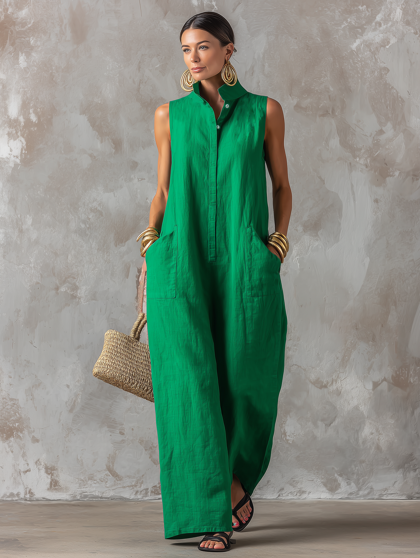 Grace | Minimalist Wide-Leg Linen Jumpsuit