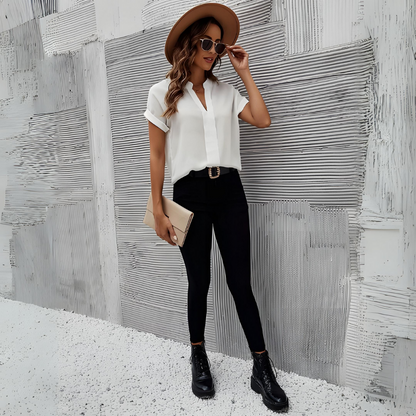 Elizabeth - Chic V-Neck Blouse for Women