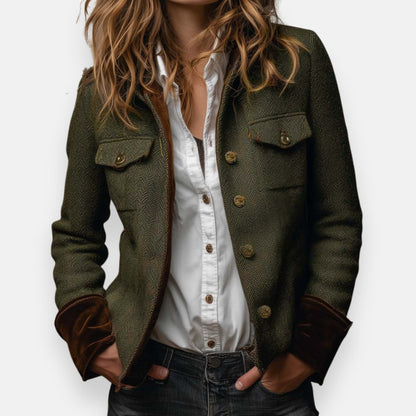 Elspeth – Elegant Tweed Jacket with Velvet Details