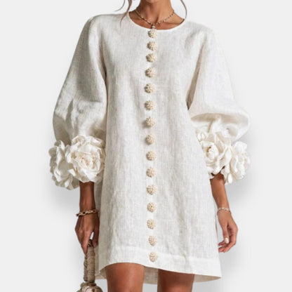 Cecily | Sculpted Floral Button Dress