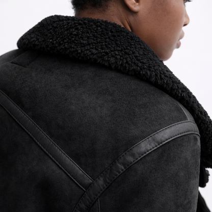 Caroline – Shearling Aviator Suede Jacket