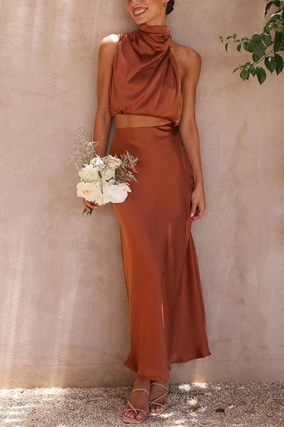 Abigail - Satin Top and Skirt Set