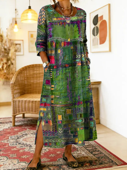 Inaya | Denim Dress with Ethno Patchwork