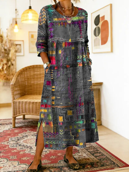 Inaya | Denim Dress with Ethno Patchwork