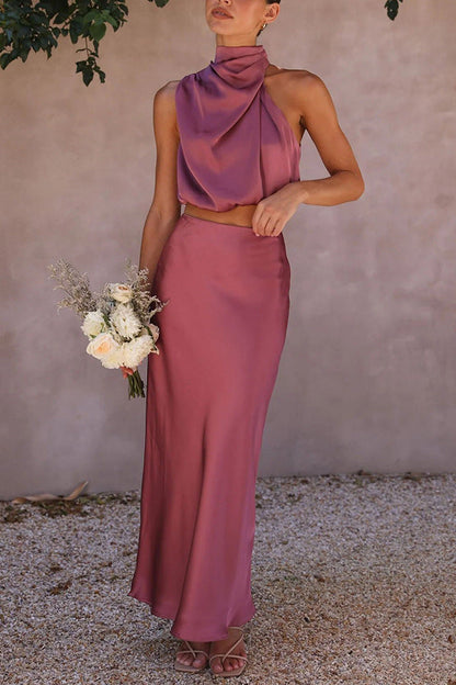 Abigail - Satin Top and Skirt Set