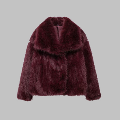 NESRIN™ - Classy Long Sleeve Collared Fuzzy Coat