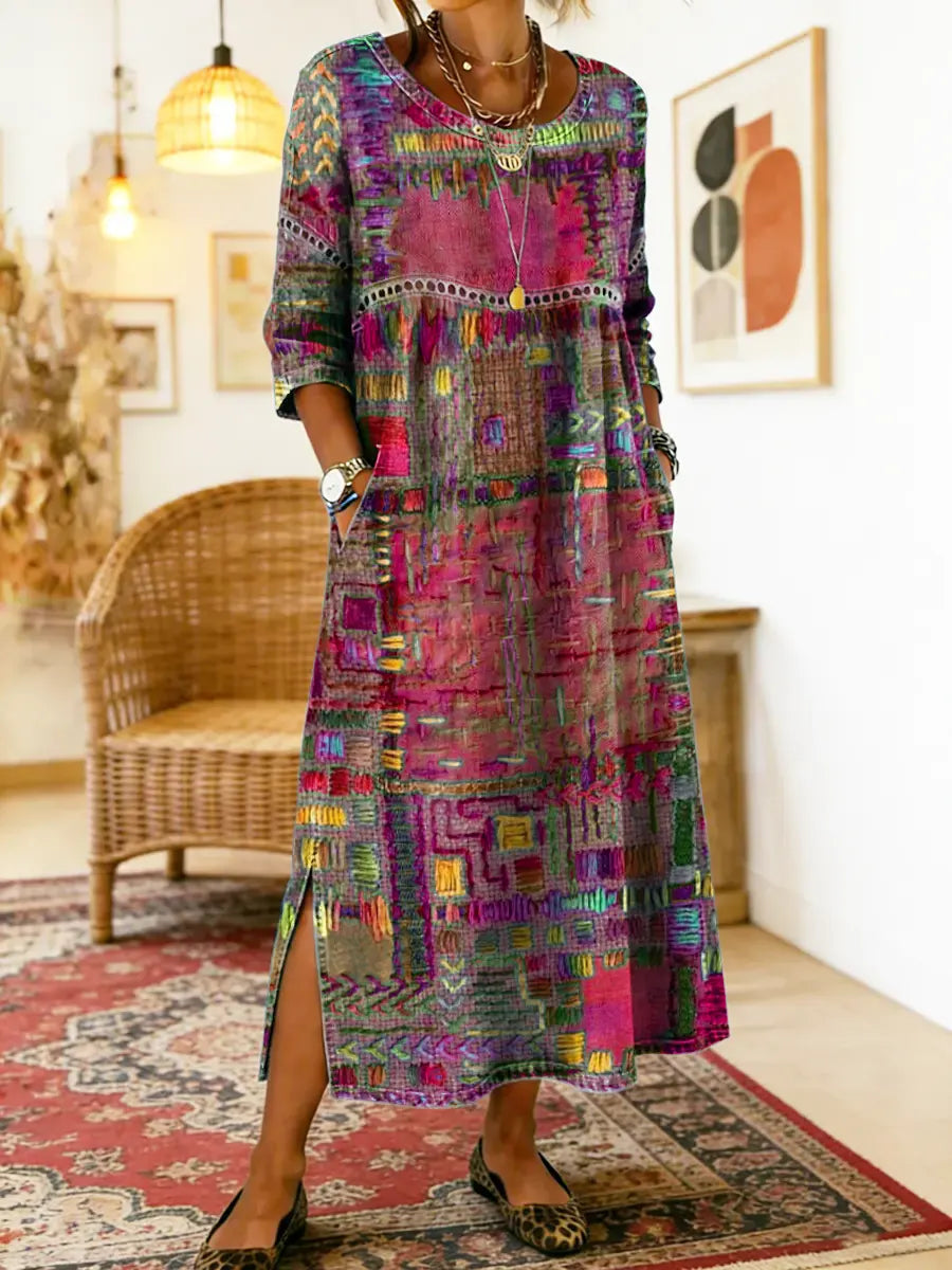 Inaya | Denim Dress with Ethno Patchwork