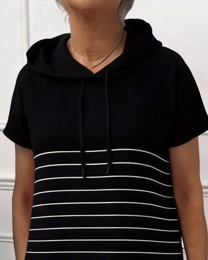 Gavellea - Women's Casual Striped Hoodie Dress for Everyday Wear