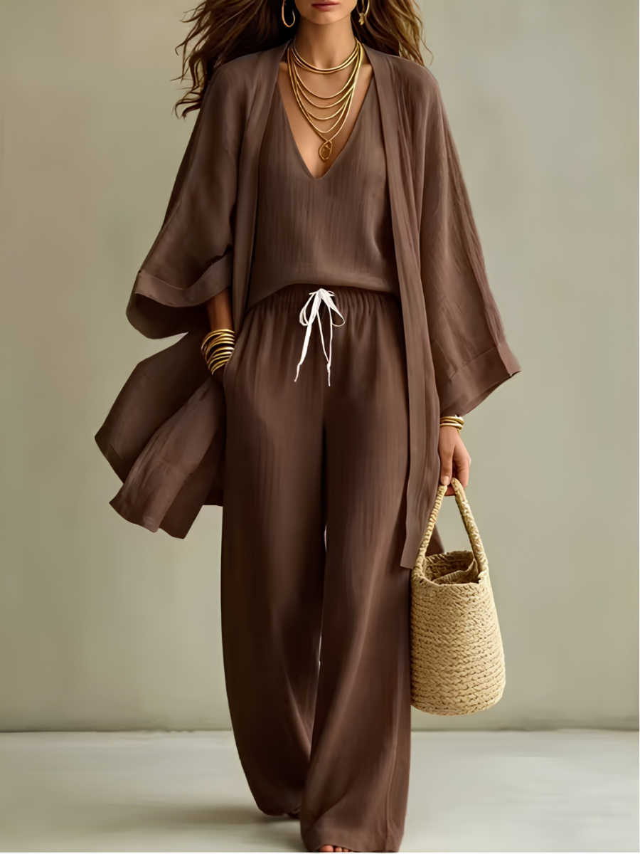 Isabelle | 3-Piece Casual Linen Loungewear Set