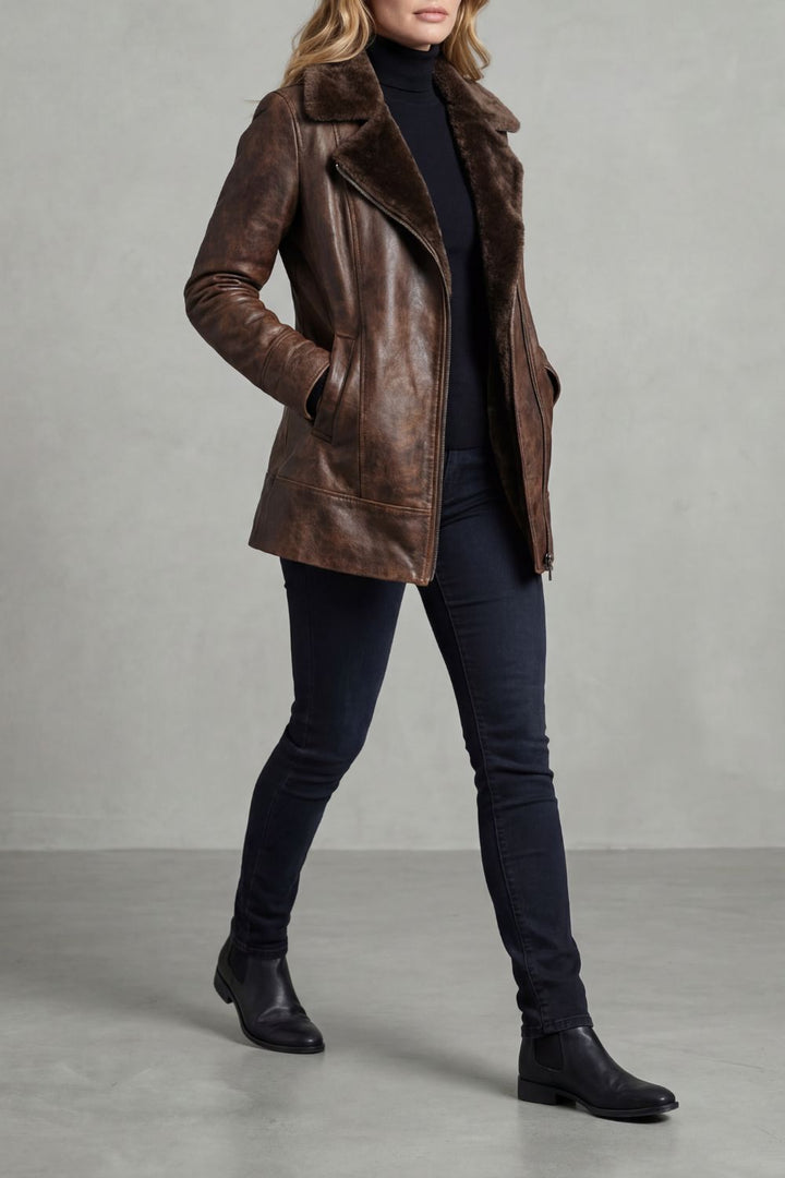 Hannah – Shearling-Lined Leather Jacket