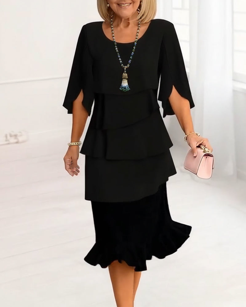Anna | Elegant Ruffle Midi Dress