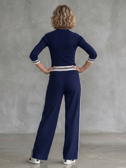 Eirlys | Fitted Long Sleeve Top Wide Leg Pants Set
