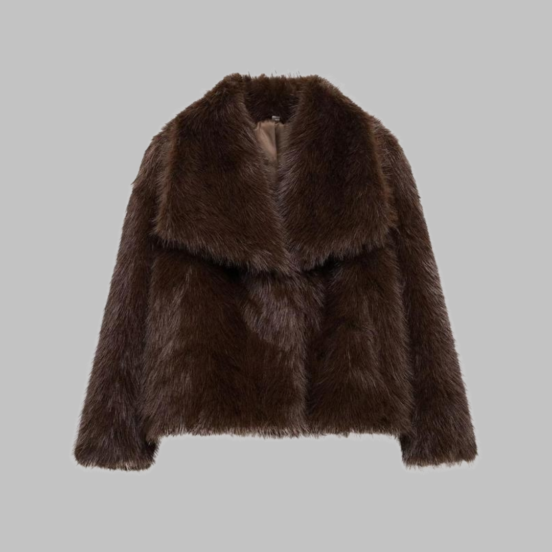 NESRIN™ - Classy Long Sleeve Collared Fuzzy Coat