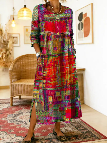 Inaya | Denim Dress with Ethno Patchwork