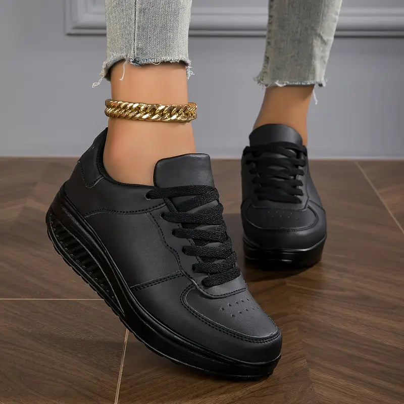 Brelina - Women's Platform Trainers with Laces, Synthetic Leather, Everyday Comfort