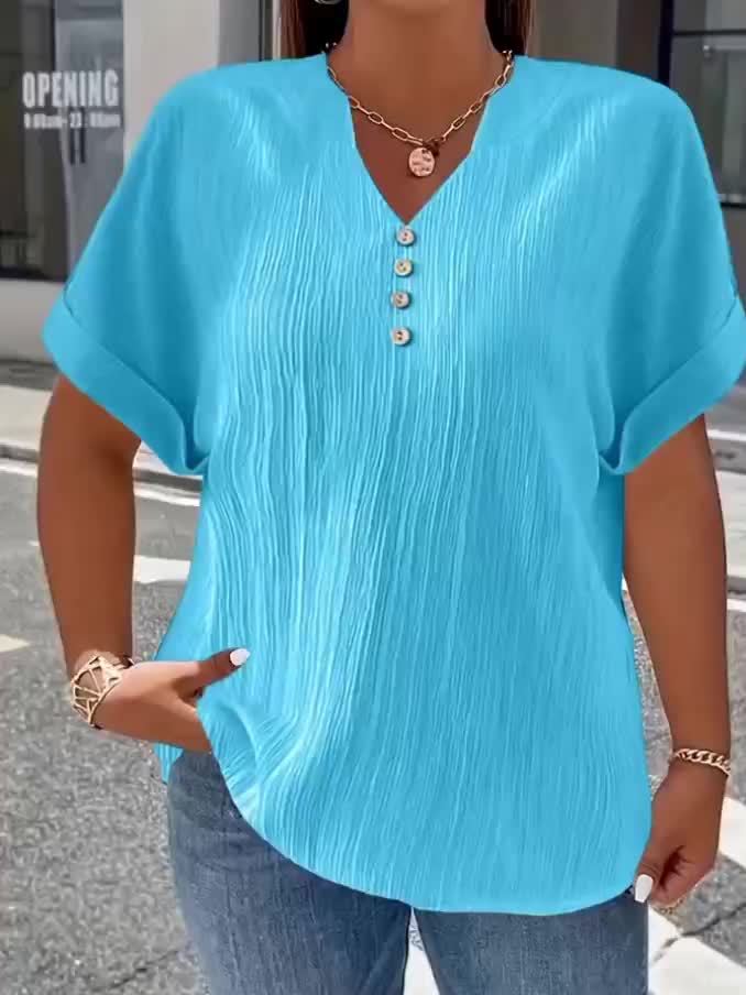 Elara™ | Luxe Pleated V-Neck Blouse