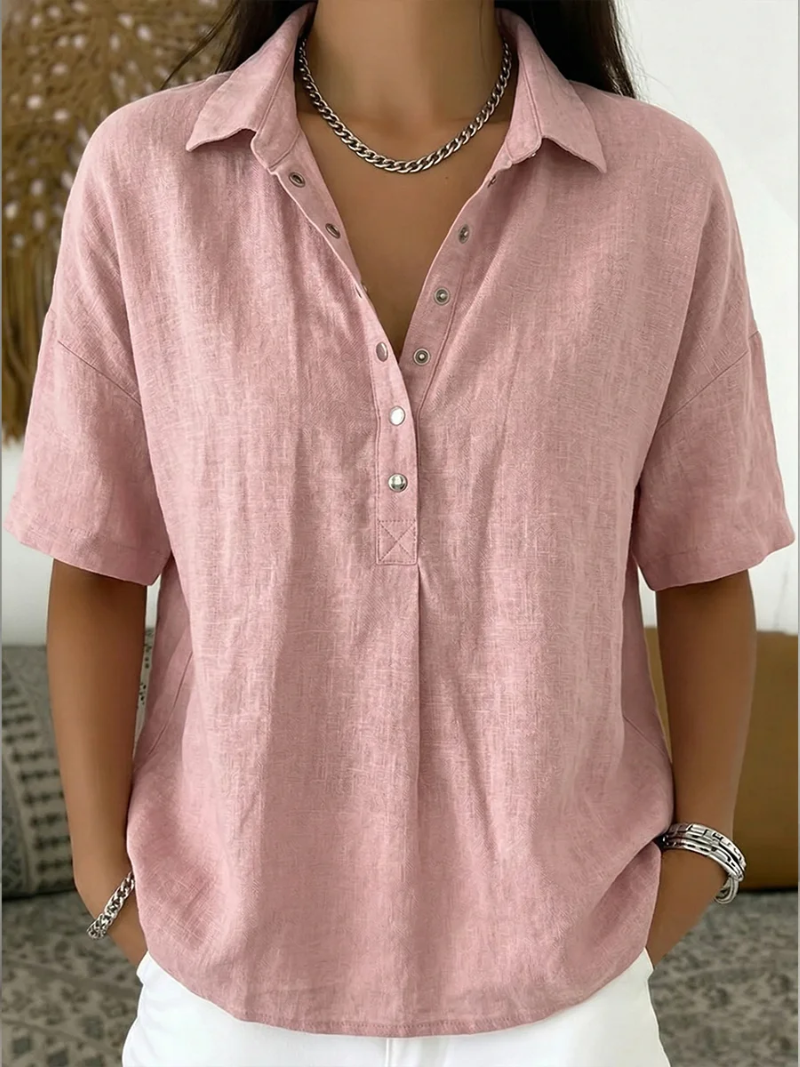 Tessa – Blouse with Collar and Button Detail