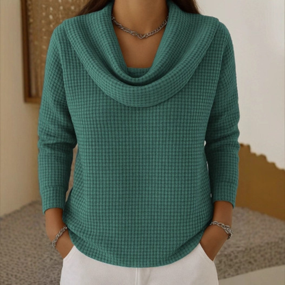 Lowenna - Warm Waffle Jumper with Waterfall Neck