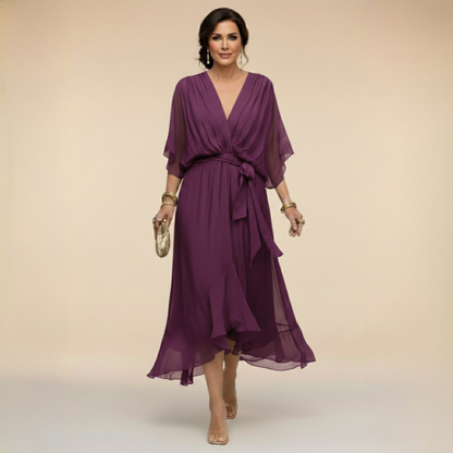 Opal™ | V-Neck Elegant Midi Dress