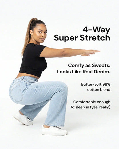 Linnea – Mid Rise BBL Wide Leg Jeans