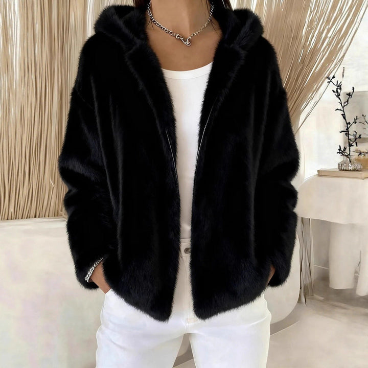 Pavirae - Soft Plush Hooded Zip-Up Jacket