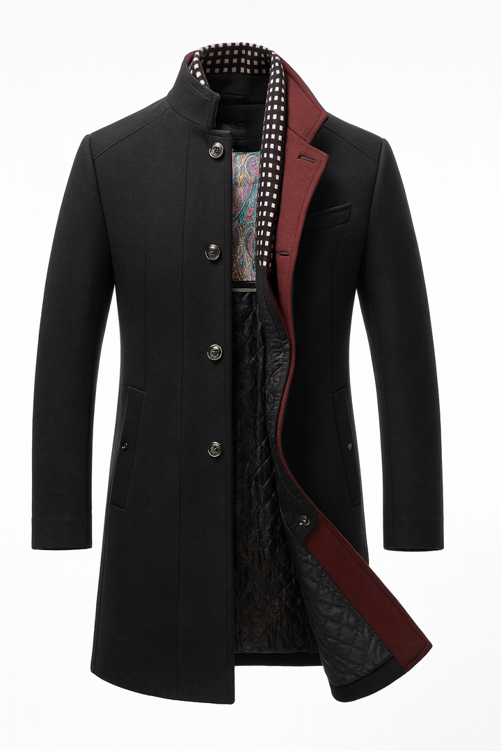Jonah - Wool Blend Overcoat with Stand Collar