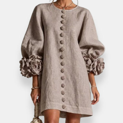 Cecily | Sculpted Floral Button Dress