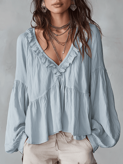 Airy Vintage-Inspired Ruffle Bohemian Blouse